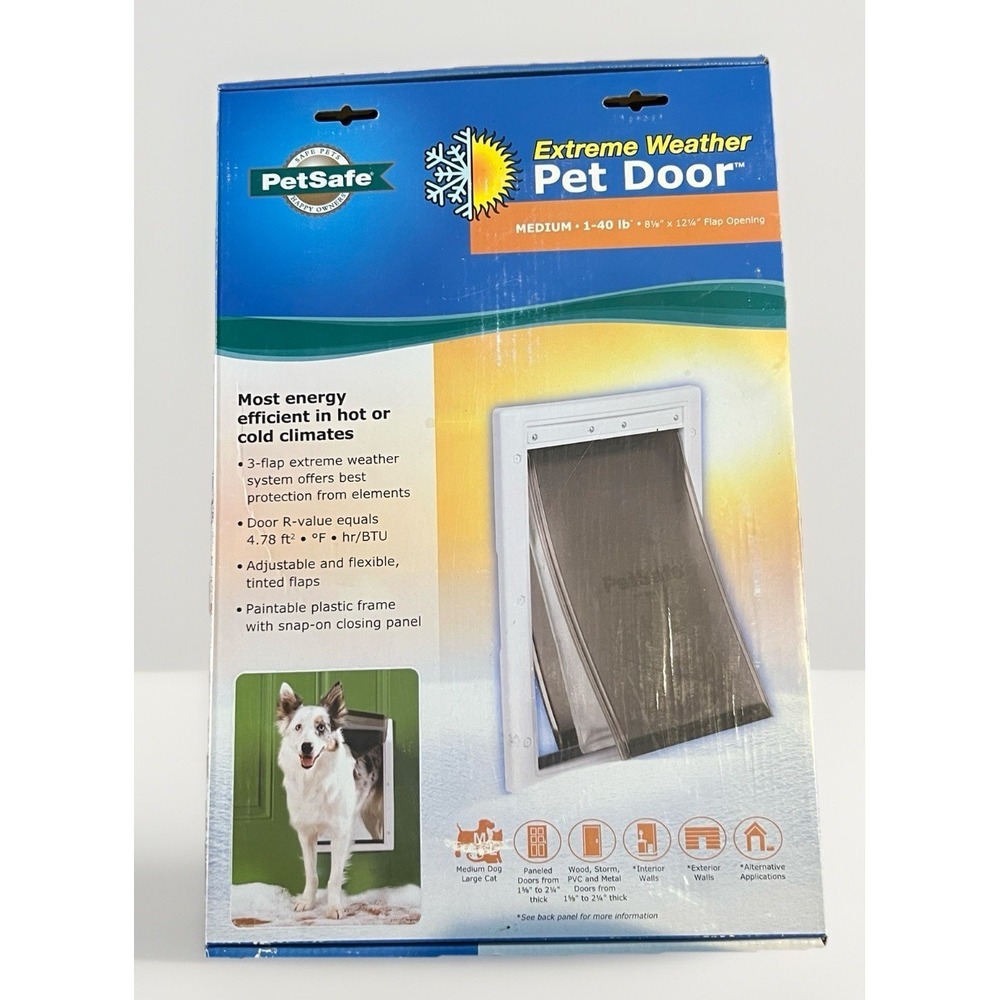 PetSafe Extreme Weather Pet Door Medium White 3-Flap Insulated Dog Cat Door NIB